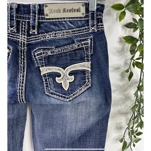 Rock Revival Ella Easy Boot Jeans Women's Size 25 Blue‎ Embellished Pockets